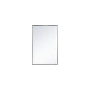 Small Rectangle Silver Modern Mirror (18 in. H x 28 in. W)