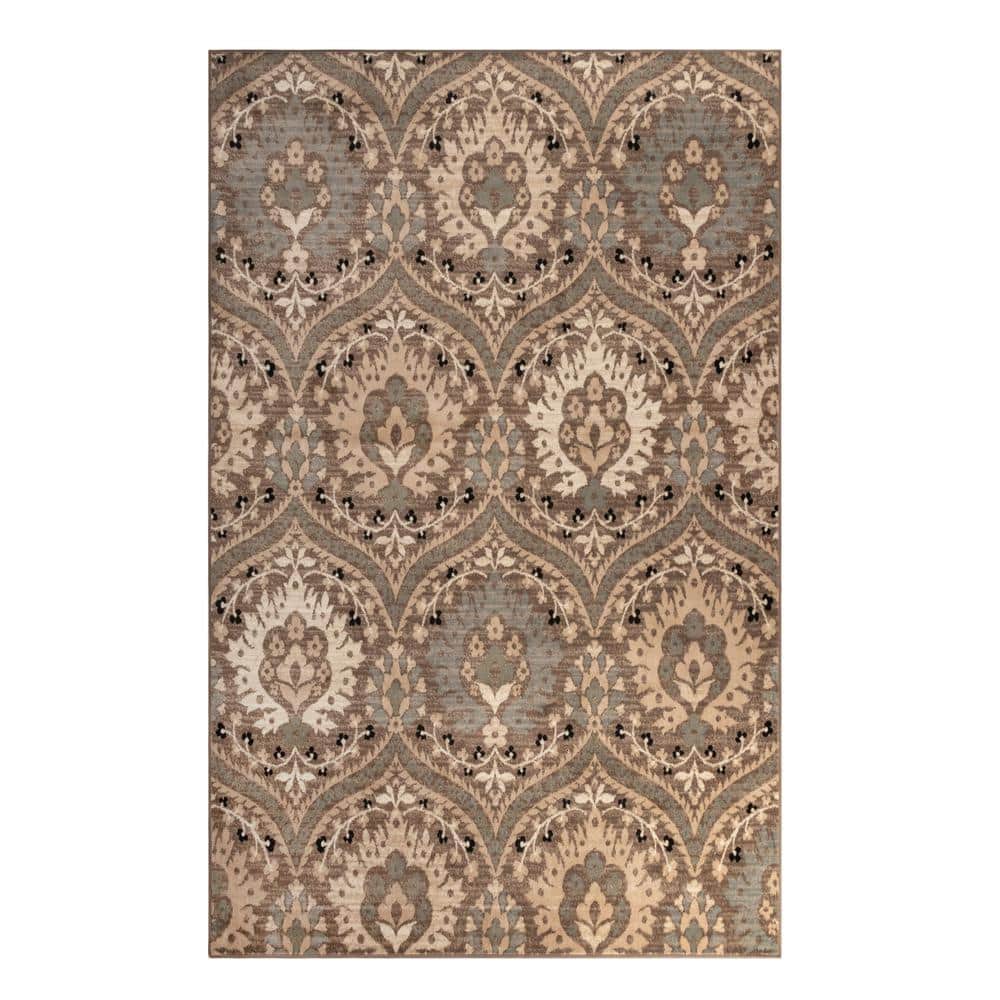 Elegant Light Blue Floral Synthetic Area Rug, 4' x 6'