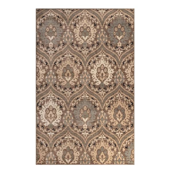 SUPERIOR Augusta Light Blue 6 ft. x 9 ft. Oriental Floral Non-Slip Area Rug