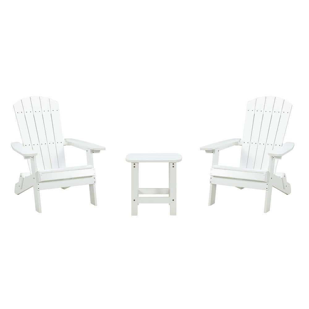 3-Piece Plastic Adirondack Chair Patio Conversation Set