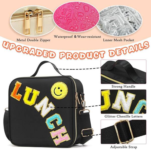 Adrinfly Black Lunch Bag, suitable for kids, teens, women and men