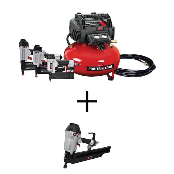 Porter-Cable 6 Gal. Portable Electric Air Compressor with 16-Gauge,  18-Gauge and 23-Gauge Nailer 3 Tool Combo Kit PCFP3KIT - The Home Depot