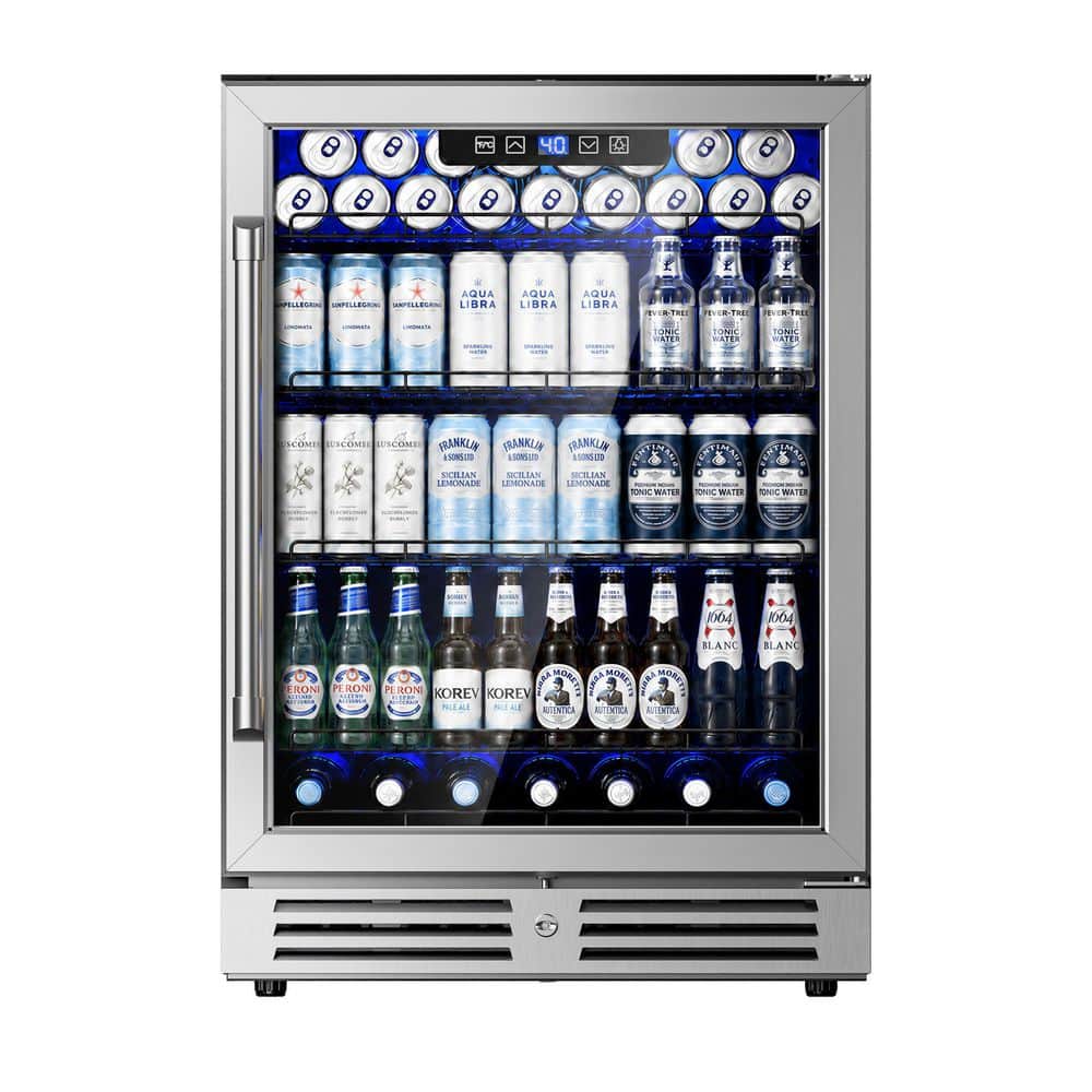 23.4 in. Single Zone 180-Cans Freestanding/Built-in Beverage and Wine Cooler in Silver with Reversible Door price history on PriceWatchPro