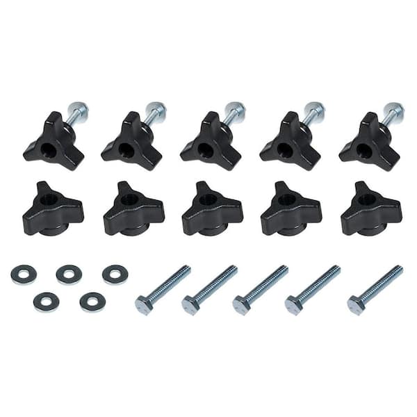 POWERTEC 10SET T-Track Knob Kit with 1/4-20 by 1-1/2" Hex Bolts and Washers, T Track Bolts, T Track Accessories for Woodworking Jigs and Fixtures, 71068