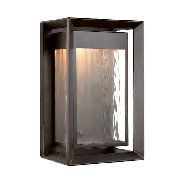 Urbandale 1-Light Antique Bronze Outdoor 13 in. Integrated LED Wall Lantern Sconce