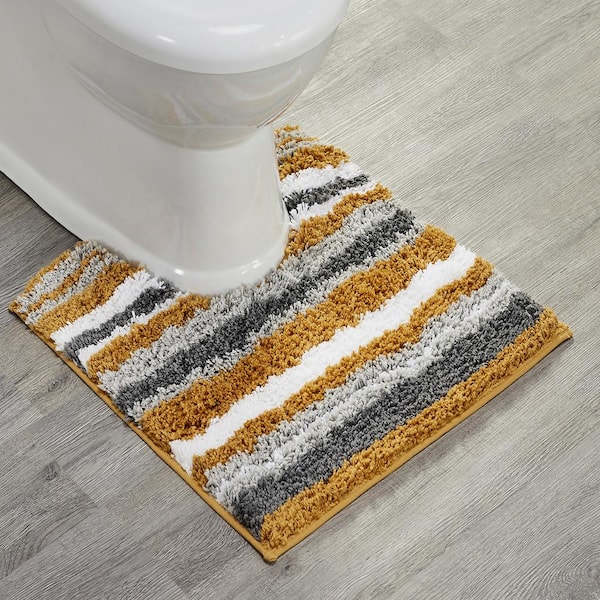 Better Trends Griffie Collection 20 in. x 20 in. Yellow Polyester Contour Bath Rug
