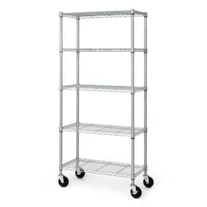 Silver 5-Tier Adjustable Welded Steel Heavy Duty Garage Storage Unit Shelving (30 in. W x 60 in. H x 14 in. D)