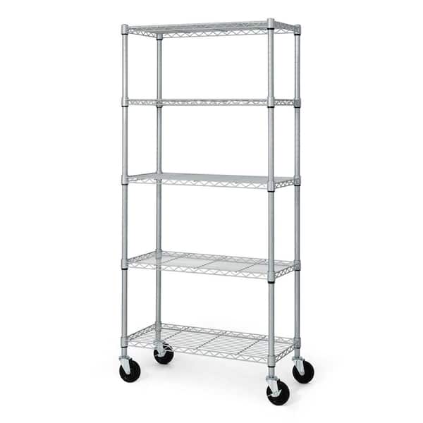Silver 5-Tier Adjustable Welded Steel Heavy Duty Garage Storage Unit Shelving (30 in. W x 64 in. H x 14 in. D)