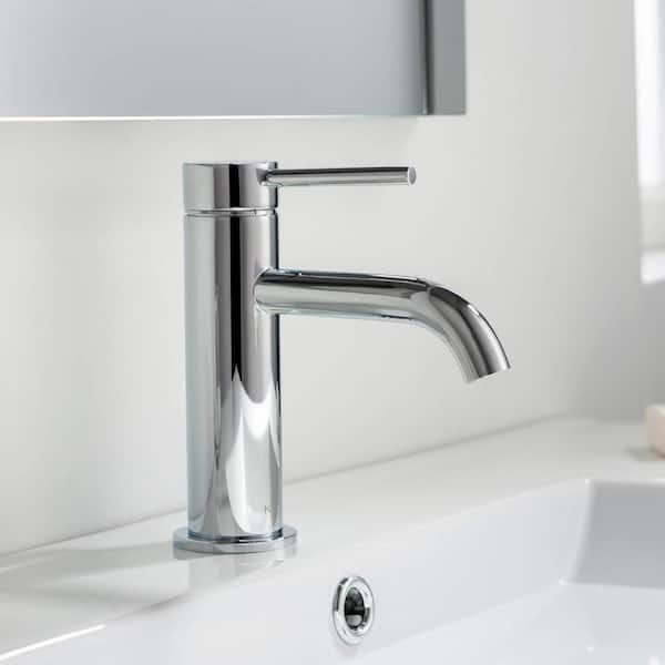 Single Hole Circular Single Handle Bathroom Vanity Sink Faucet with Pop Up Drain in Chrome