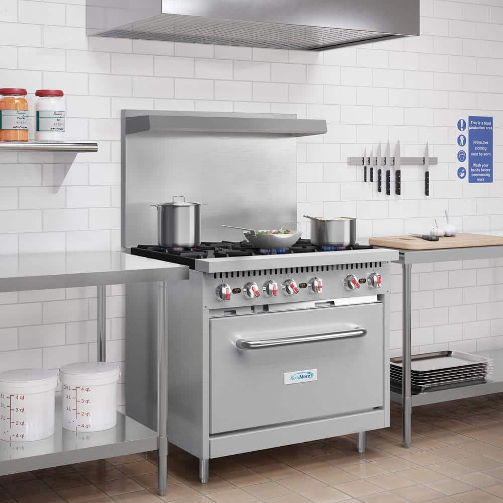KoolMore 36'' Stainless Steel Commercial Convection Oven with 6 Burners