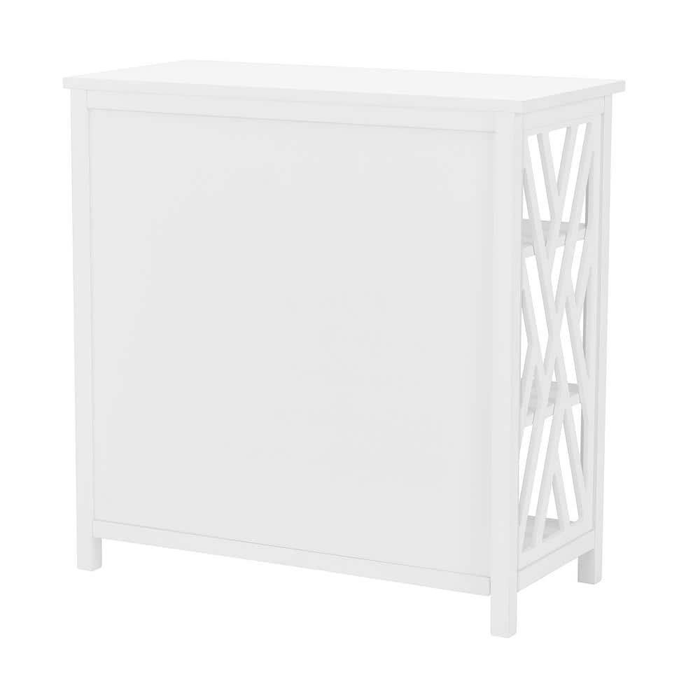 White Wood Adjustable Over-the-Toilet Bath Storage Shelf