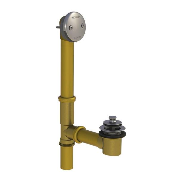 Watco 551 Series 24 in. Tubular Brass Bath Waste with Push Pull Bathtub Stopper, Brushed Nickel