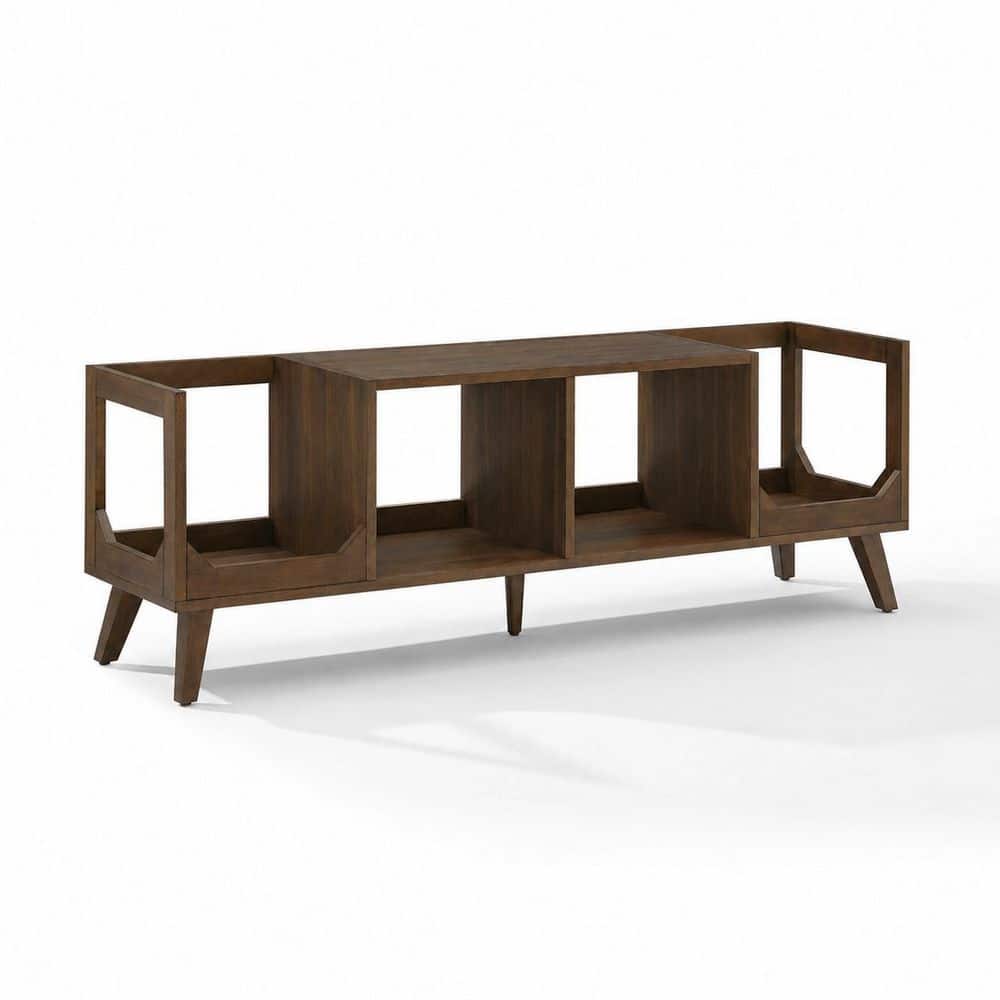 Asheville Brown Low Vinyl Storage Record Player Stand