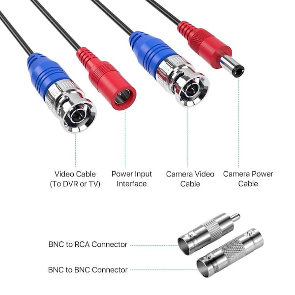 4x 150ft Video Power Cable Security Camera BNC Wire Cord for DVR CCTV System 