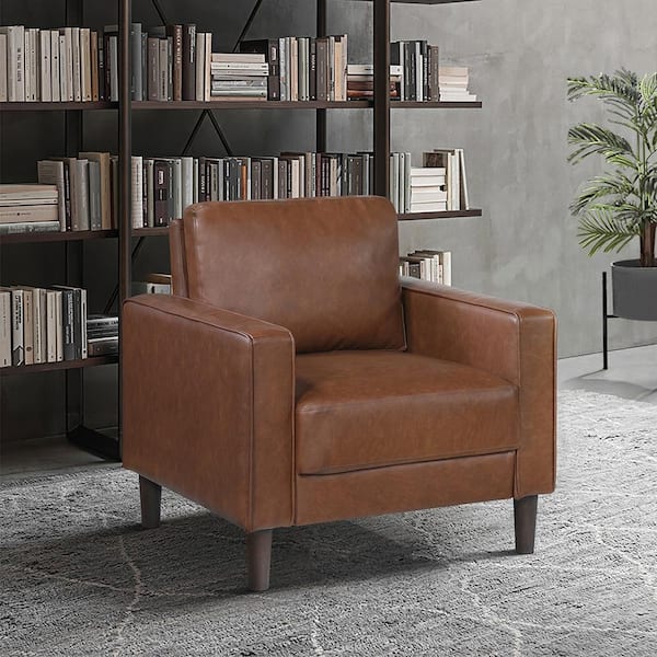 Lazzara Apollo Chocolate Faux Leather Arm Chair 9203CHC-1 - The