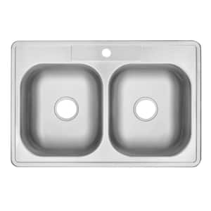 Drop-In Stainless Steel 33 in. 1-Hole 50/50 Double Bowl Kitchen Sink