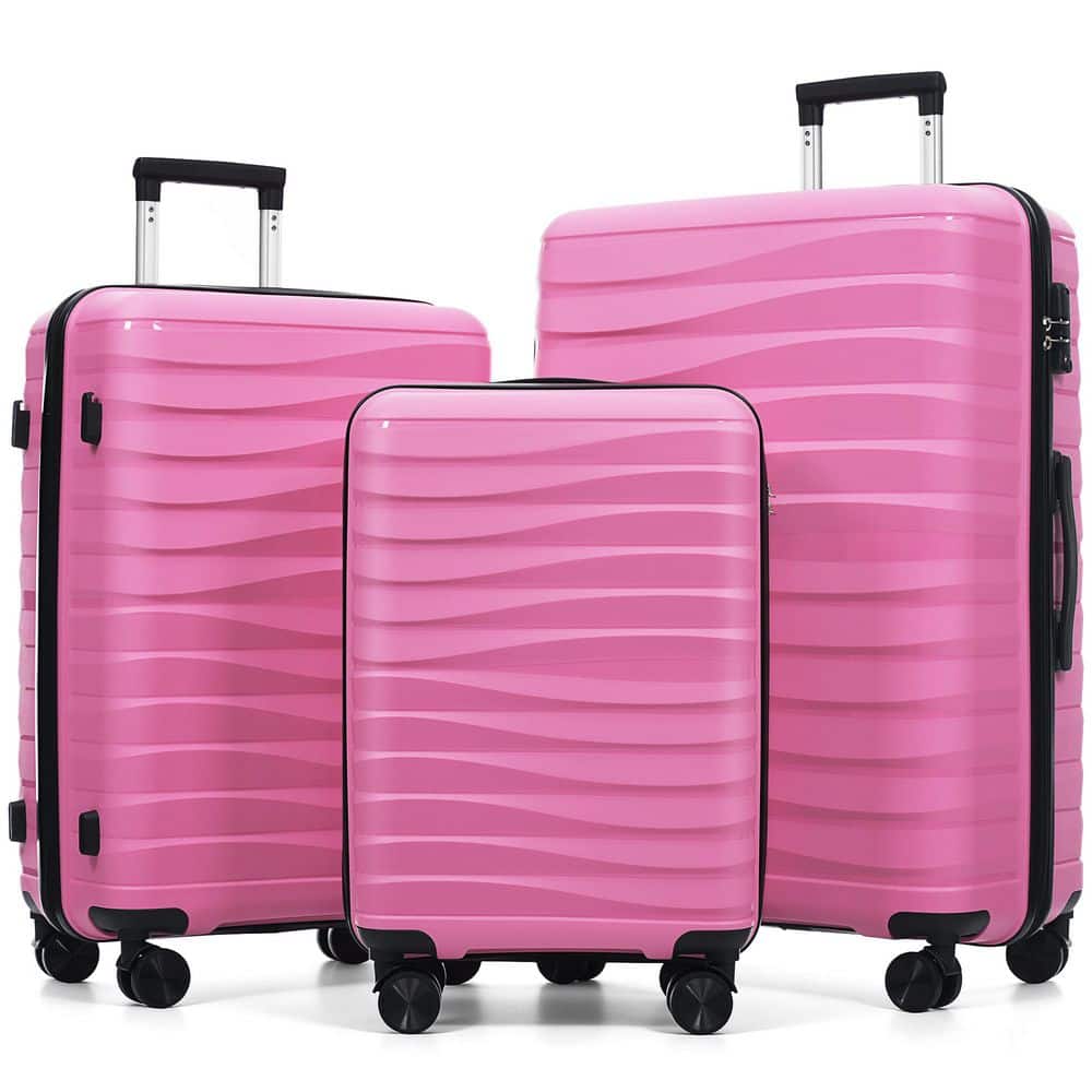 2個セット/送料込み/タッパーウェア/ディープ/スーパーケース/ピンク Tatahance 3-Piece Pink Premium PP Hardside Spinner Luggage Set