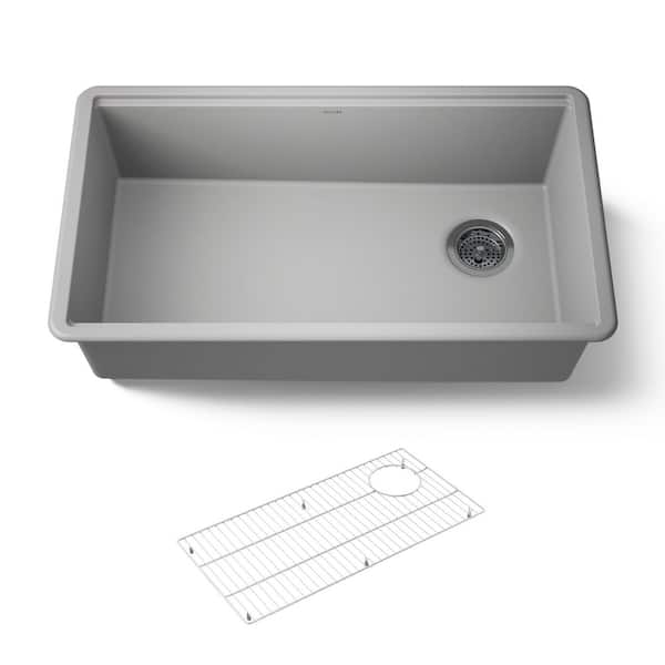 Billings 32.5 in. Undermount Single Bowl Granite Composite Kitchen Sink in Matte Grey