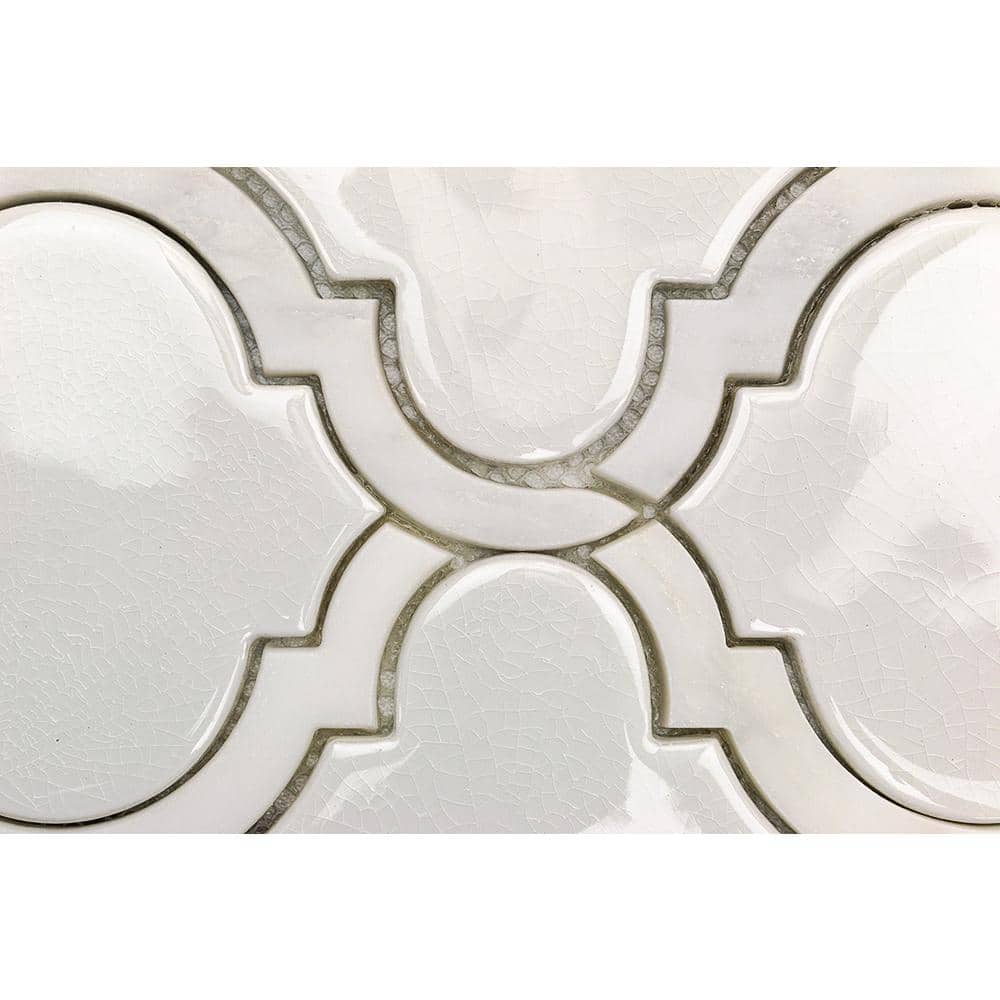 Glacier White Arabesque Ceramic Mosaic Tile Sheet