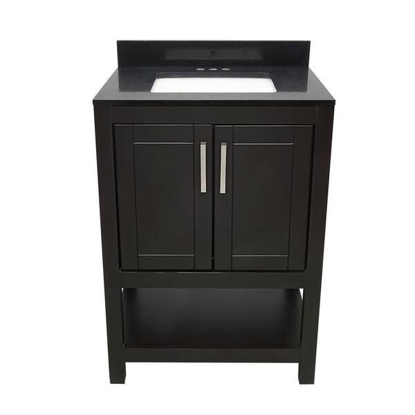 Ella Taos 25 in. W x 19. in D. x 36 in. H Bath Vanity in Espresso with Quartz Stone Galaxy Black Top with White Basin
