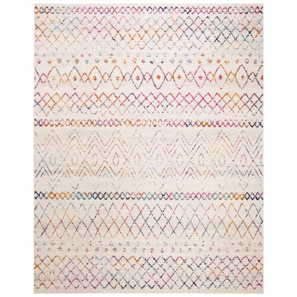 Madison Ivory/Fuchsia 8 ft. x 10 ft. Tribal Distressed Area Rug