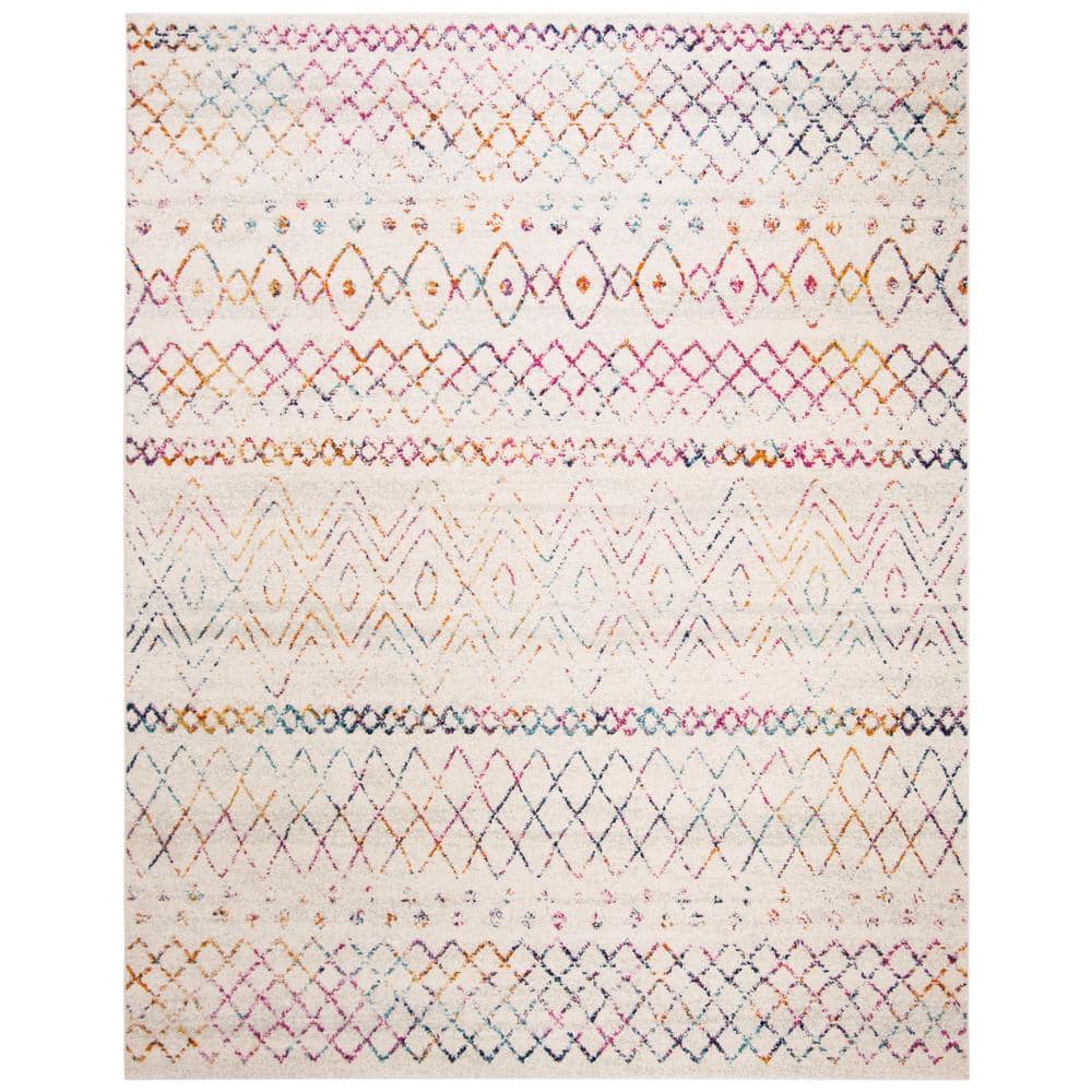 Elegant Ivory/Fuchsia 9' x 12' Hand-Knotted Cotton & Synthetic Area Rug
