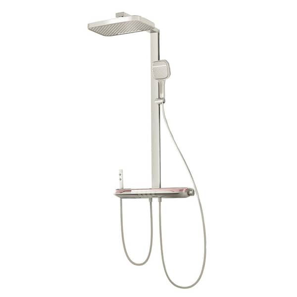 FLG Single Handle 3-Spray Tub and Shower Faucet 1.8 GPM Brass Exposed Shower System with Hand Shower in White Valve Included