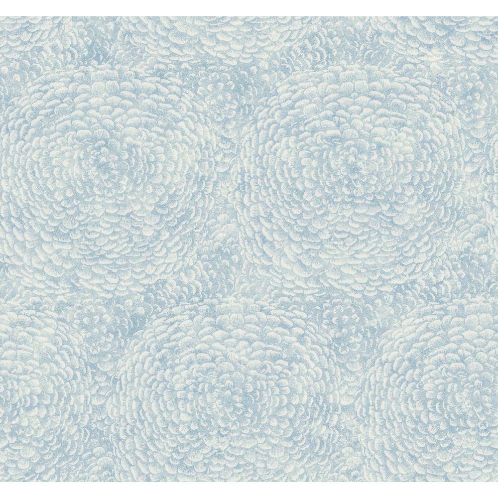 Blue Floral Nonwoven Wallpaper with Soft Petals Design