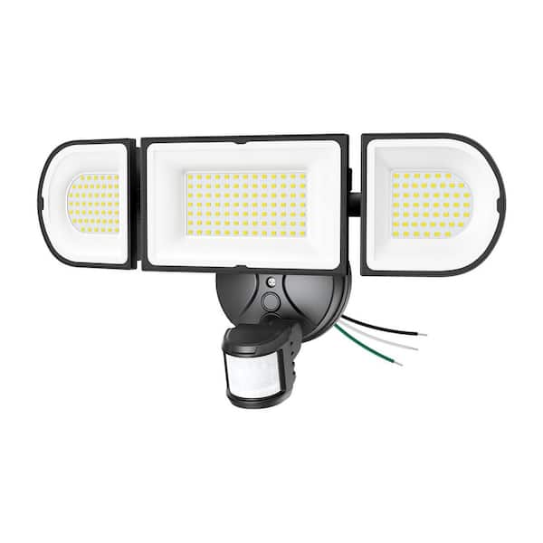 180-Watt Equivalent 18000 Lumen 180° Black Motion Sensing Dusk to Dawn LED Flood Light 1-Pack