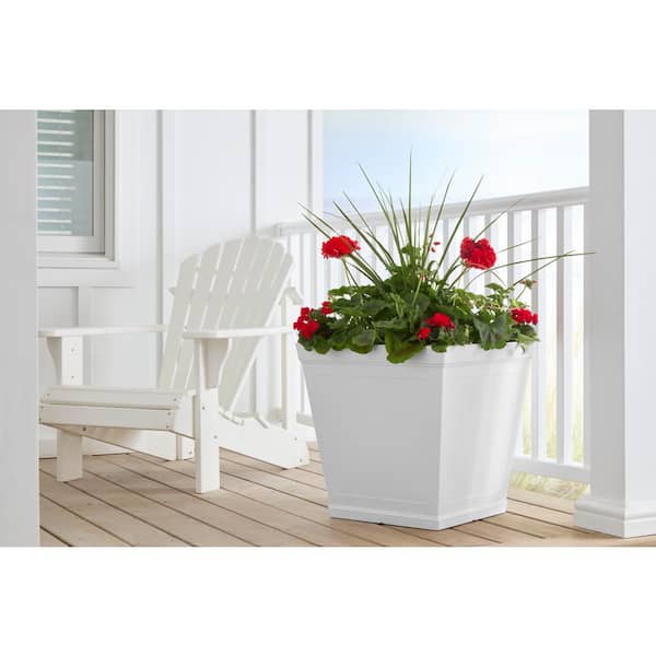 Vigoro 20 in. Eden Large White Resin Square Planter (20 in