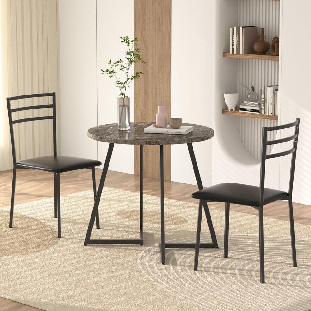 Modern Mini Table Double VECELO Small Round Dining Table (Set for 2) Modern Wood Tabletop ...
