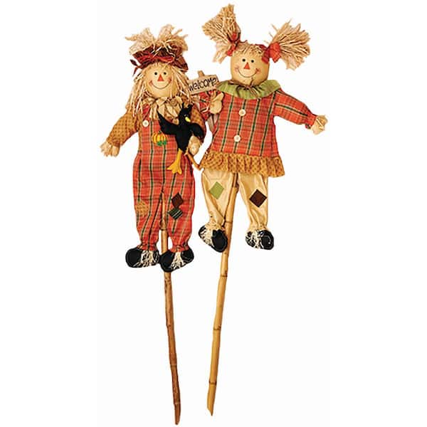 Unbranded 60 in. Scarecrow on Pole (Set of 2)