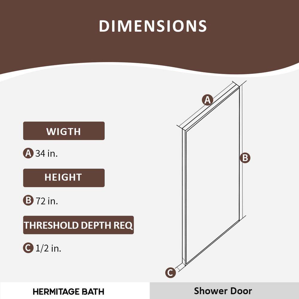 Hilma 34'' Matte Black Framed Shower Screen with Clear Tempered Glass