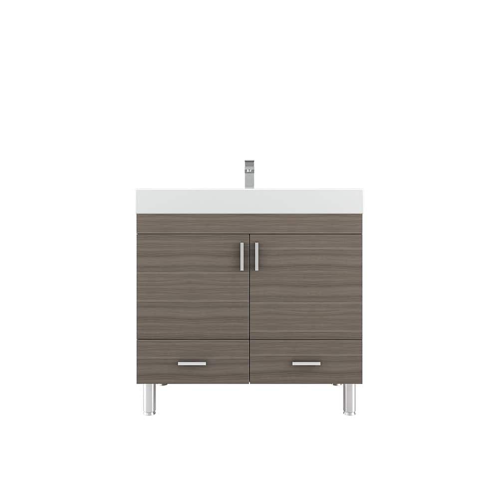 Ripley 36 in. W x 19 in. D x 36 in. H Vanity in Gray with Acrylic Vanity To