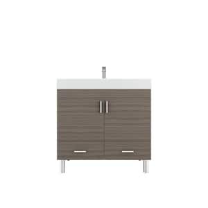 Ripley 36 in. W x 19 in. D x 36 in. H Vanity in Gray with Acrylic Vanity Top in White with White Basin