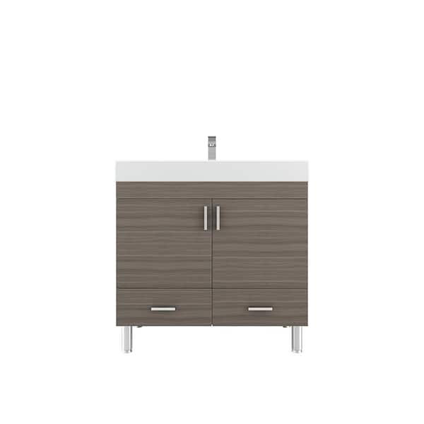 Ripley 36 in. W x 19 in. D x 36 in. H Vanity in Gray with Acrylic Vanity Top in White with White Basin