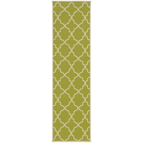 Home Decorators Collection Newport Lime 2 ft. x 8 ft. Indoor/Outdoor Patio Runner Rug