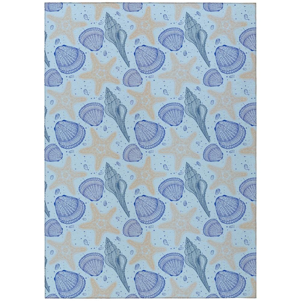 Surfside Blue 3 ft. x 5 ft. Geometric Indoor/Outdoor Area Rug