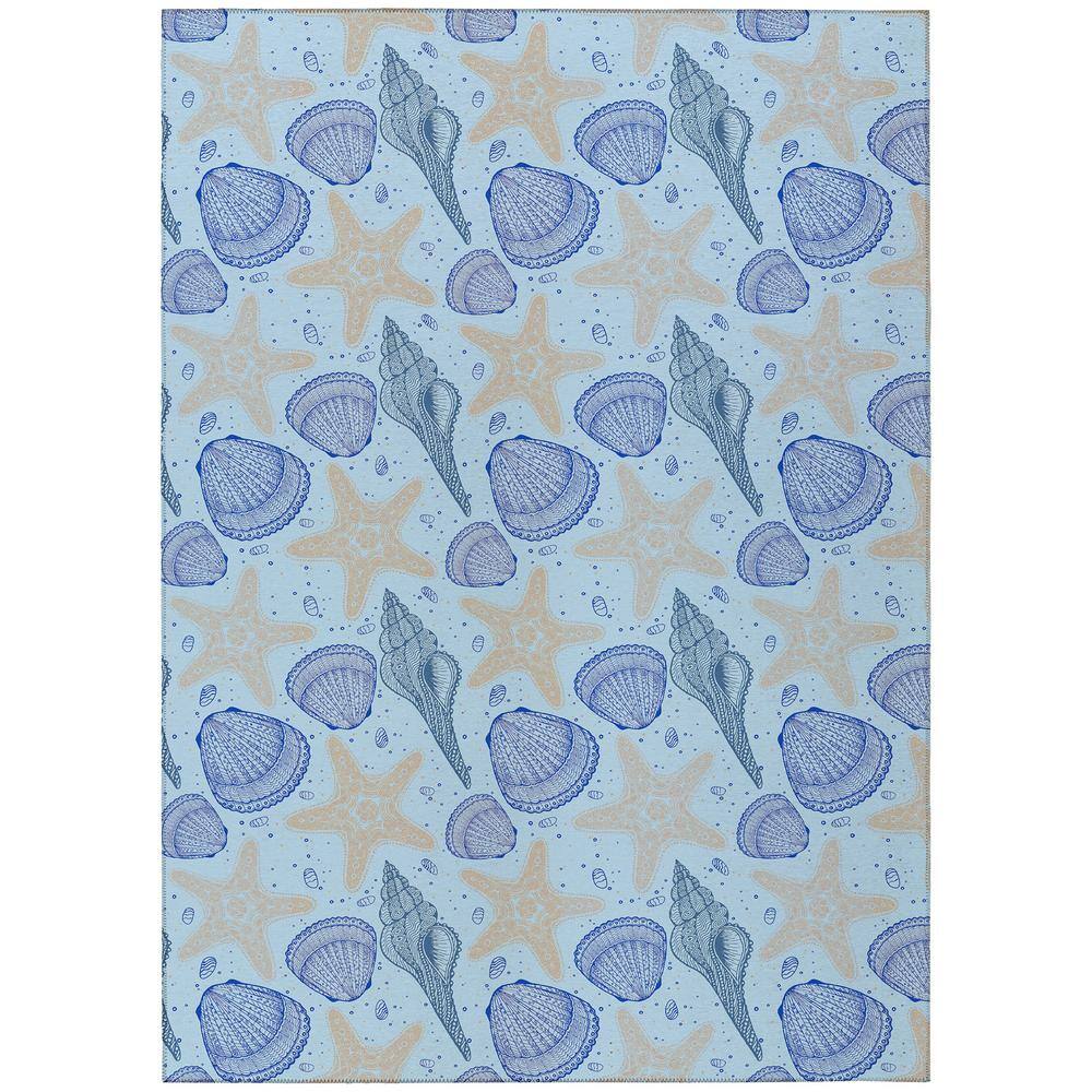Surfside Blue 5 ft. x 7 ft. 6 in. Geometric Indoor/Outdoor Area Rug