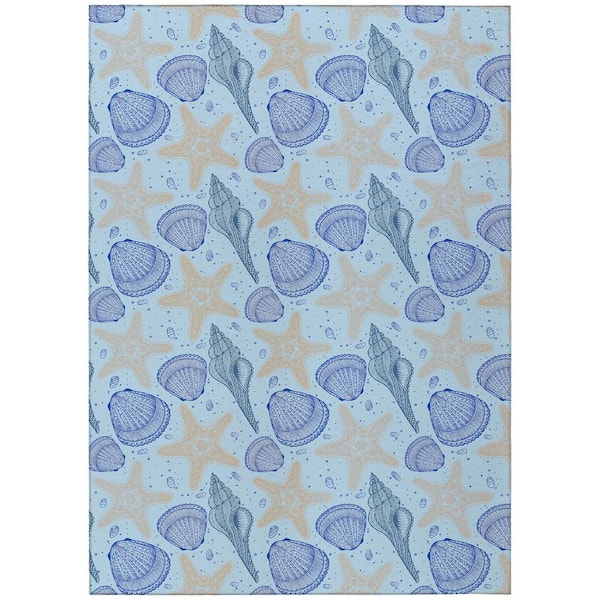 Addison Rugs Surfside Blue 5 ft. x 7 ft. 6 in. Geometric Indoor/Outdoor Area Rug