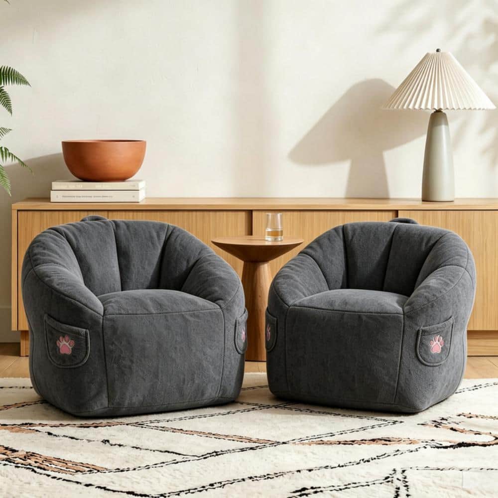 2 Pcs Comfy Bean Bag Chair for Adults and Kids,Boneless Floor Chair with Memory Foam Stuffed for Living Room,Bedroom