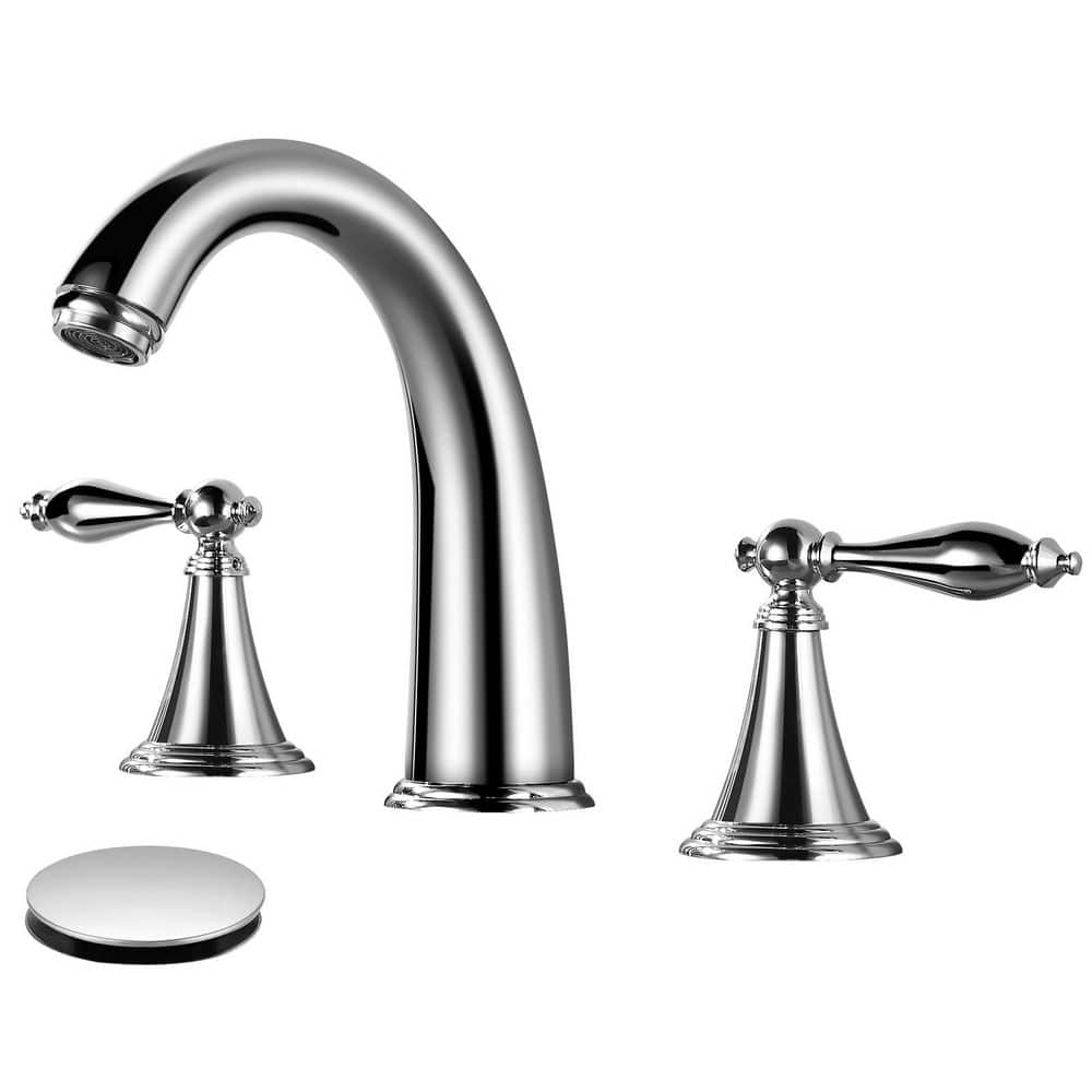 Double Handle 8 in. Widespread Bathroom Faucet 3-Hole Bathroom Sink Faucet 