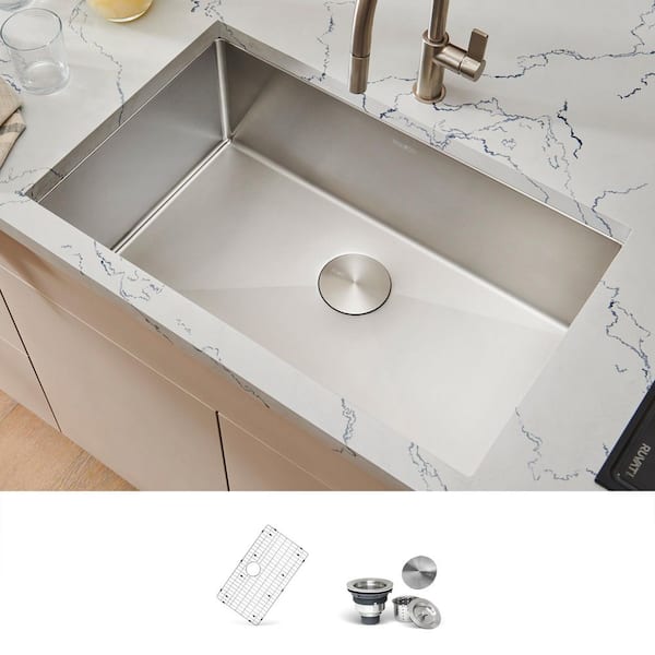Gravena 33 in. Undermount Single Bowl 16-Gauge Stainless Steel Kitchen Sink with Rounded Corners