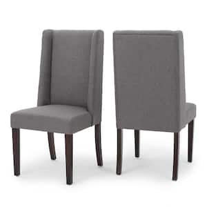 Braelynn Dark Grey Fabric Wing Back Dining Chair (Set of 2)