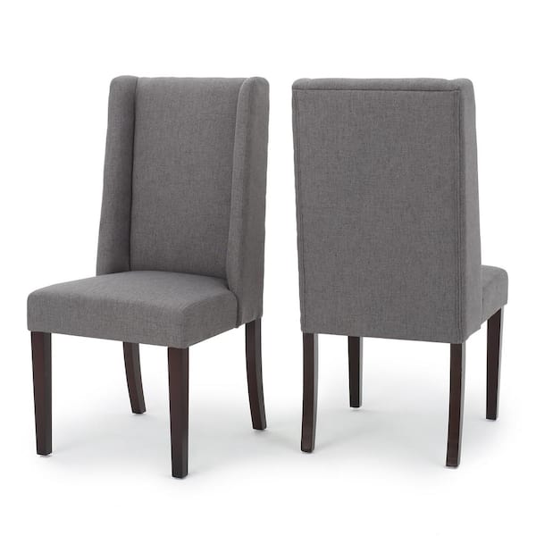 Noble House Braelynn Dark Grey Fabric Wing Back Dining Chair (Set of 2)