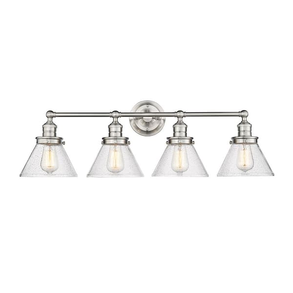 Millennium Lighting Eyden 34.875 in. 4-Light Brushed Nickel Vanity Light with Clear Seedy Glass