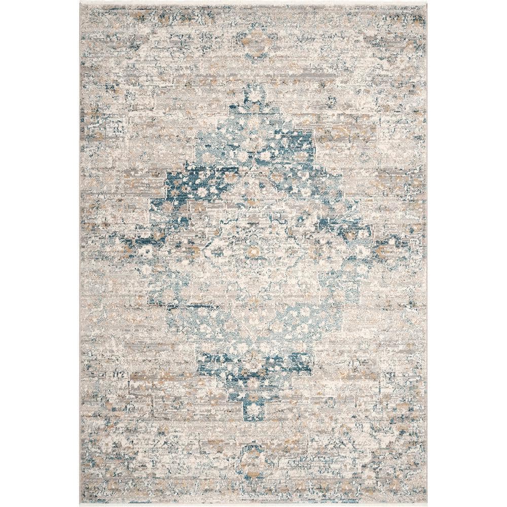 Blue Medallion Synthetic Easy Care Area Rug