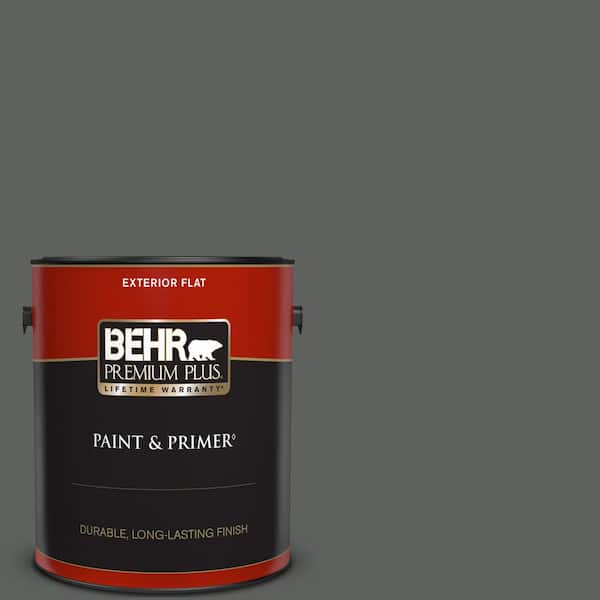 BEHR PREMIUM PLUS 1 gal. #N460-6 Hematite Flat Exterior Paint & Primer