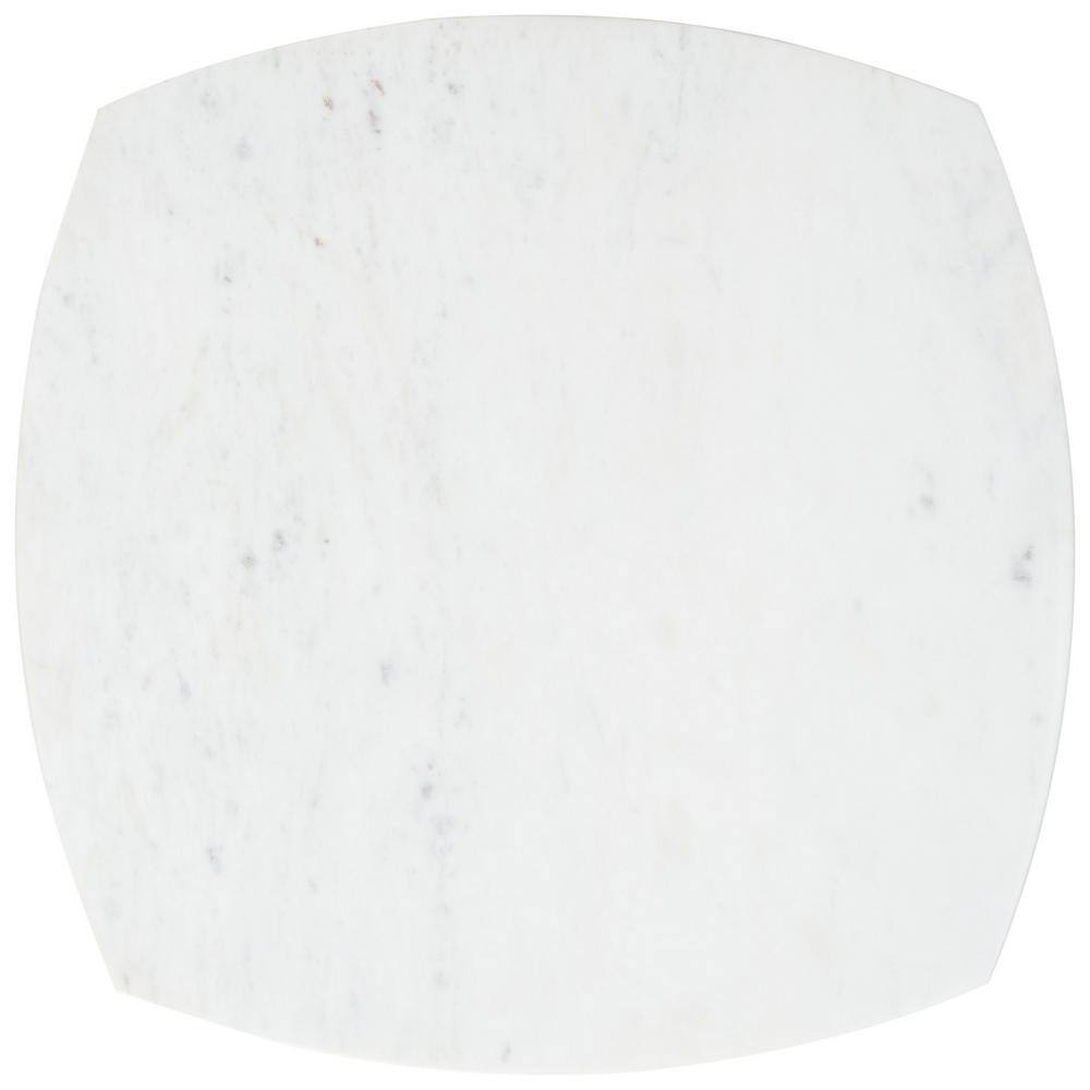 Elegant Round 21" Wood & Stone Side Table in White Wash