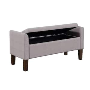 Blaire Light Grey Bedroom Bench with Flip-top Upholstered Storage